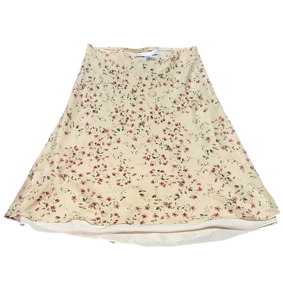 Vintage David Warren New York Floral 100% Silk Skirt Size 10P Cream Pink - Picture 6 of 7